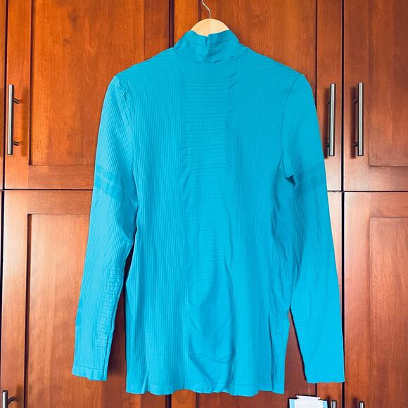 Salomon Essential Warm Top Base Layer Mock Neck Long Sleeve Blue Size Large NEW - Picture 6 of 10